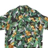 Mens Black Green & Yellow Tropical Print Cotton Blend Shirt 2XL Summer Casual