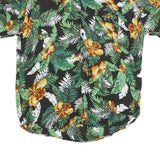 Mens Black Green & Yellow Tropical Print Cotton Blend Shirt 2XL Summer Casual