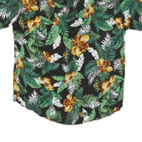 Mens Black Green & Yellow Tropical Print Cotton Blend Shirt 2XL Summer Casual