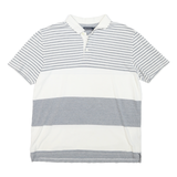 NAUTICA Mens White & Grey Striped Short Sleeve Polo Shirt XL Cotton Casual