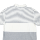 NAUTICA Mens White & Grey Striped Short Sleeve Polo Shirt XL Cotton Casual