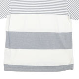 NAUTICA Mens White & Grey Striped Short Sleeve Polo Shirt XL Cotton Casual