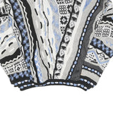 TUNDRA Mens Black & Grey Patterned Crew Neck Chunky Knit Jumper L Cotton Blend