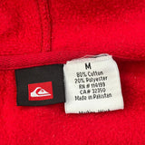 Vintage Quiksilver Spellout Hoodie - Medium Red Cotton Blend