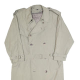 Mens Beige Classic Long Sleeve Cotton Blend Trench Jacket L Button Closure