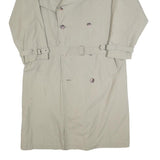 Mens Beige Classic Long Sleeve Cotton Blend Trench Jacket L Button Closure