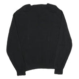 CALVIN KLEIN Mens Black Plain Cotton V-Neck Basic Knit Jumper XL Classic Style