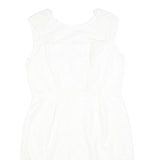 CALVIN KLEIN Womens White Polyester Blend Fit & Flare Lace Sleeveless Knee