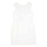 CALVIN KLEIN Womens White Polyester Blend Fit & Flare Lace Sleeveless Knee