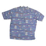 PARADISE BAY Mens Blue Short Sleeve Cotton Shirt M Fish Print Casual