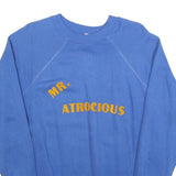 ROBINSON Mens Blue Sweatshirt XL Crew Neck Cotton Blend Pullover Coach Print