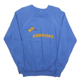 ROBINSON Mens Blue Sweatshirt XL Crew Neck Cotton Blend Pullover Coach Print