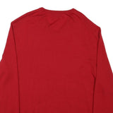 CALVIN KLEIN Mens Red Plain V Neck Jumper Basic Knit 2XL Wool Comfortable