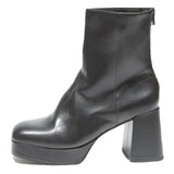 CHARLES & KEITH Womens Black Block Heel Ankle Boots Leather UK 3 Stylish