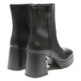 CHARLES & KEITH Womens Black Block Heel Ankle Boots Leather UK 3 Stylish