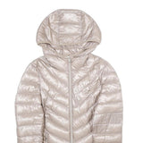 CALVIN KLEIN Womens Beige Lightweight Puffer Nylon Jacket XS Hooded Zip