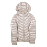 CALVIN KLEIN Womens Beige Lightweight Puffer Nylon Jacket XS Hooded Zip