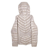 CALVIN KLEIN Womens Beige Lightweight Puffer Nylon Jacket XS Hooded Zip