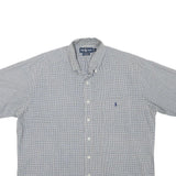 RALPH LAUREN Mens Blue & White Check Short Sleeve Shirt L Casual Classic