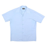 JC PENNY Mens Blue Shirt M Cotton Blend Short Sleeve Button Front