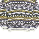 ELLIOT BAY Mens Cream Green & Purple Patterned Jumper Crew Neck Basic Knit L