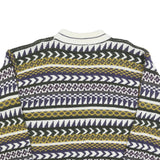 ELLIOT BAY Mens Cream Green & Purple Patterned Jumper Crew Neck Basic Knit L