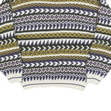 ELLIOT BAY Mens Cream Green & Purple Patterned Jumper Crew Neck Basic Knit L