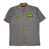 American Flag Patch On Sleeve Dickies Short Sleeve Shirt - Large Gray Polyester Blend