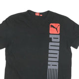 PUMA Mens Black Athletic T-Shirt L Short Sleeve V-Neck Logo Graphic