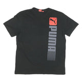 PUMA Mens Black Athletic T-Shirt L Short Sleeve V-Neck Logo Graphic