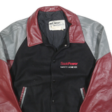 MID-WEST SPORTSWEAR Mens Black & Burgundy Colourblock Wool Button Jacket L Wool