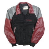 MID-WEST SPORTSWEAR Mens Black & Burgundy Colourblock Wool Button Jacket L Wool