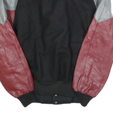 MID-WEST SPORTSWEAR Mens Black & Burgundy Colourblock Wool Button Jacket L Wool