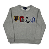 Age 10-12 Polo By Ralph Lauren Spellout Sweatshirt - Medium Gray Cotton