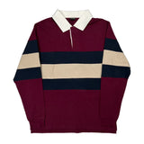 Cotton On Garments Striped Rugby Shirt - Large Burgundy Cotton