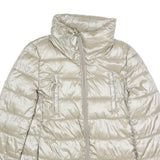 CALVIN KLEIN Womens Cream Puffer Jacket XS Polyester Blend Zip Lightweight