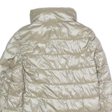 CALVIN KLEIN Womens Cream Puffer Jacket XS Polyester Blend Zip Lightweight