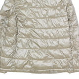 CALVIN KLEIN Womens Cream Puffer Jacket XS Polyester Blend Zip Lightweight