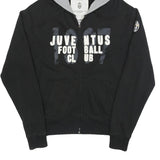 JUVENTUS Mens Black Football Club Full Zip Hoodie L Cotton Blend
