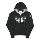 JUVENTUS Mens Black Football Club Full Zip Hoodie L Cotton Blend