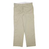 DICKIES Mens Cotton Blend Beige Regular Fit Straight Leg Trousers W35 L30