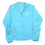 ADIDAS Womens Blue Lightweight Zip Jacket UK 14 Polyester Blend Athletic Outdoor