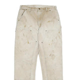 CARHARTT Mens Cotton Beige Classic Straight Trousers W36 L36 Workwear Durable