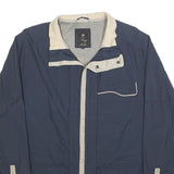 FAY Mens Blue & Cream Jacket L Polyester Blend Zip Plain Casual