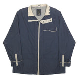 FAY Mens Blue & Cream Jacket L Polyester Blend Zip Plain Casual