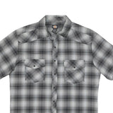 DICKIES Mens Grey Check Shirt M Cotton Blend Short Sleeve Button Shirt