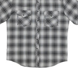 DICKIES Mens Grey Check Shirt M Cotton Blend Short Sleeve Button Shirt