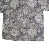 REDHEAD Mens Black & Grey Leaf Print Cotton Shirt L Summer Casual