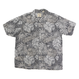 REDHEAD Mens Black & Grey Leaf Print Cotton Shirt L Summer Casual