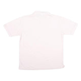 MANHATTAN Mens White Cotton Blend Short Sleeve Polo Shirt L Pocket Plain Casual